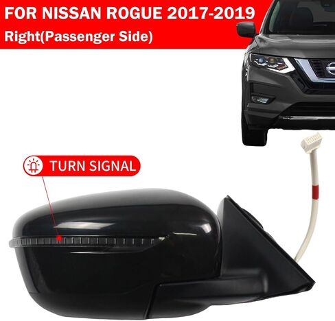 Marretoo for Nissan Rogue S ، SL ، SV ، SV Hybrid Side Mirror Assembly Presection Side Side Mirror for 2016-2019 Rogue 7pins Power+Lamp+Heat 963019TB1C-PFM ، NI1321287 (ليس للرياضة) in Saudi Arabia