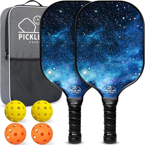 BAGAIL Pickleball Paddles, USAPA Approved Fiberglass Surface Pickleball Set, Lightweight Pickle Ball Rackets with 4 Balls, 1 Bag, Designed in California for Traction and Stability in Saudi Arabia