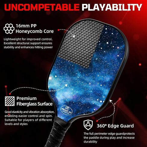 BAGAIL Pickleball Paddles, USAPA Approved Fiberglass Surface Pickleball Set, Lightweight Pickle Ball Rackets with 4 Balls, 1 Bag, Designed in California for Traction and Stability in Saudi Arabia