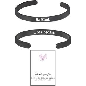 Be Kind Of A Badass Bracelet, Inspirational Gold Silver Rose Gold Black Bracelets Engraved Stainless Steel hidden message Bracelet For Women Men Jewelry Gift in Kuwait