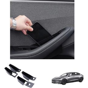 4pcs Tesla Model 3 Highland/Model Y Door Side Storage Box Handle Bocket Armrest Rustenger Storage Tray Contay ، ملحقات داخلية عالمية لـ Tesla in Kuwait