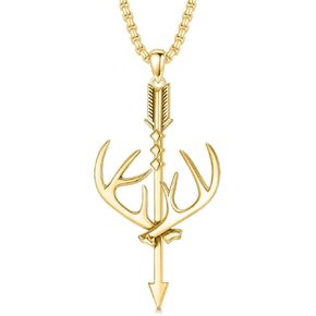 Hunting Arrow Deer Antler Necklace 925 Sterling Silver Archery Pendant Arrow Hunting Jewelry Gifts for Men Women in Kuwait