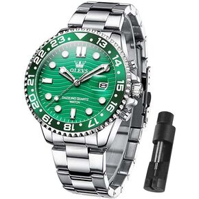 OLEVS Watch Men Luxury Big Face Dress Easy Read Mens Watches with Date Waterproof Luminous Stainless Steel Watches for Men Business Fashion Analog Quartz Men's Wrist Watches Rotatable Bezel Men Watch in Saudi Arabia