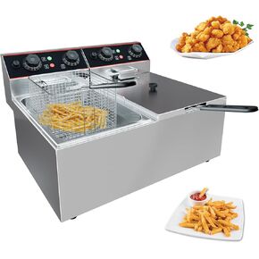 مقلاة عميقة تجارية مع سلة ، 6.3 كيو تي/6 لتر مقلاة كهربائية كهربائية من الفولاذ المقاوم للصدأ مع التحكم في درجة الحرارة للمطعم والاستخدام المنزلي ، 1500 واط in Kuwait