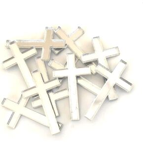 Cross Shaped Crafting Mirrors, Set of 10, Many Colours, Shatterproof Acrylic, Silver Mirror, Pack of 10 x 5cm in Saudi Arabia