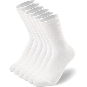 3 & 6 Pairs Lightweight White Crew Socks - Cotton Breathable Socks for Men & Women - Unisex in Saudi Arabia