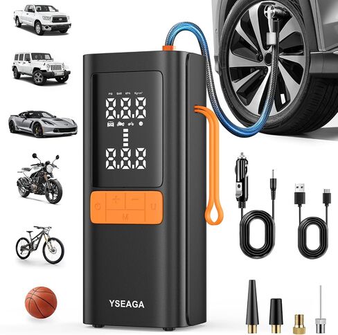 Tire Inflator Portable Air Compressor, 5X Faster 150PSI Car Tire Air Pump for Inflatables, 12V DC Wireless Tire Inflator with LED light/Digital Pressure Gauge, for Car/Motorcycles/Bicycles/Balls in Saudi Arabia