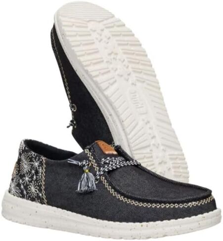 HEYDUDE Wendy Funk Embroidered Floral Black Size 11, Womens Shoes, Slip-on Loafers, Comfortable & Light-Weight in Kuwait