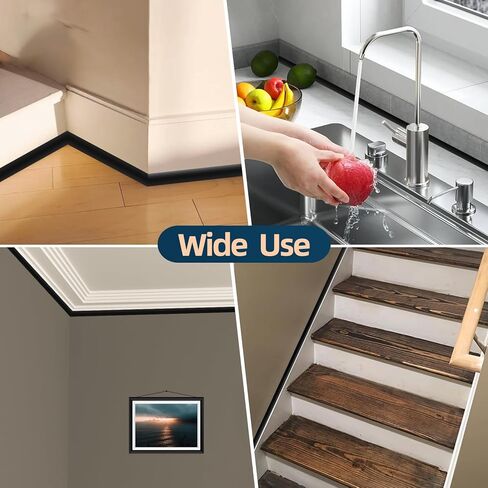 حافة قولبة مستديرة ربع مرنة بطول 10 أقدام، زخرفة حائطية بيضاء ذاتية اللصق، قالب مطاطي صغير للتقشير والعصا للأرضيات والحمام والمطبخ والسطح، 120 بوصة طول × 0.5 بوصة عرض × 0.5 بوصة ارتفاع in Kuwait