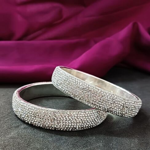 Efulgenz Rhinestone Bangle Bracelet CZ Crystal Bridal Wedding Party Bracelet Indian Bangle Set Fashion Jewelry for Women in Saudi Arabia