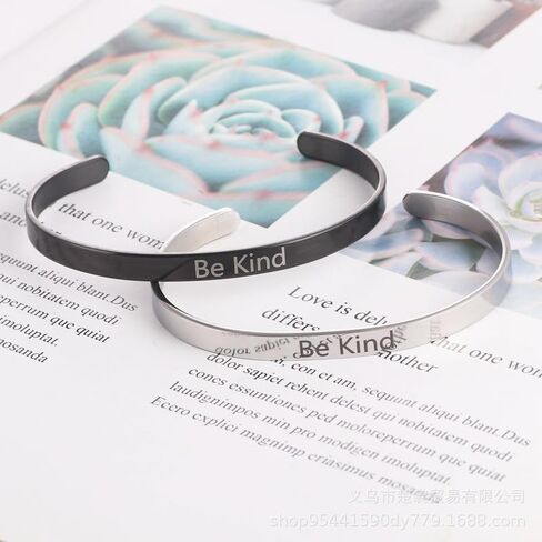 Be Kind Of A Badass Bracelet, Inspirational Gold Silver Rose Gold Black Bracelets Engraved Stainless Steel hidden message Bracelet For Women Men Jewelry Gift in Kuwait