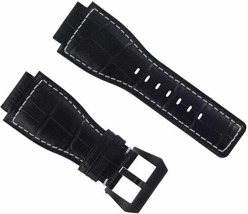 Ewatchparts 24mm Replacement Leather Watch Band Strap Compatible with Bell & Ross BR01-BR03 with Black Buckle in Saudi Arabia