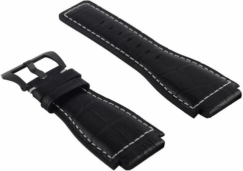 Ewatchparts 24mm Replacement Leather Watch Band Strap Compatible with Bell & Ross BR01-BR03 with Black Buckle in Saudi Arabia