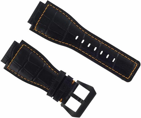 Ewatchparts 24mm Replacement Leather Watch Band Strap Compatible with Bell & Ross BR01-BR03 with Black Buckle in Saudi Arabia