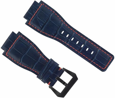 Ewatchparts 24mm Replacement Leather Watch Band Strap Compatible with Bell & Ross BR01-BR03 with Black Buckle in Saudi Arabia