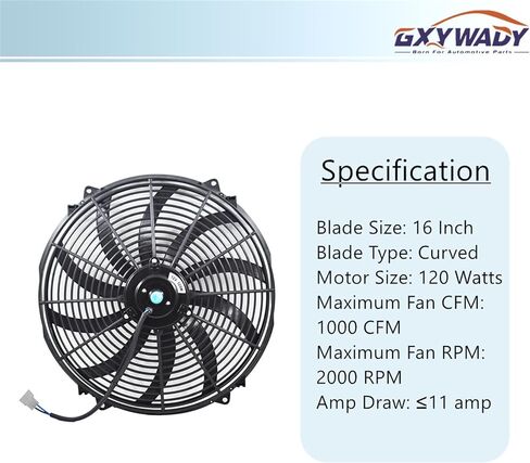 GXYWADY 16 inch Electric Radiator Fan Power 3000 CFM Thermostat Wiring Switch Relay Kit Black in Saudi Arabia