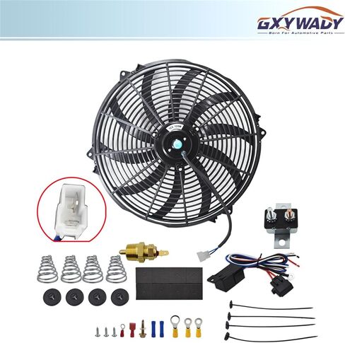 GXYWADY 16 inch Electric Radiator Fan Power 3000 CFM Thermostat Wiring Switch Relay Kit Black in Saudi Arabia