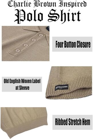Weiv Men's Charlie Brown Polo Shirt S-5X Short Sleeve Shirt Midweight Acrylic Stretch Button Casual Top in Saudi Arabia