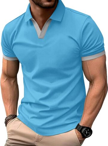 Askdeer Men Polo قمصان قصيرة الأكمام قميص غولف غير رسمي in Kuwait