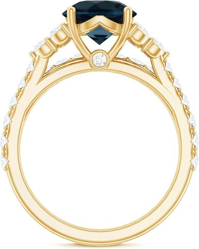 خاتم الخطوبة الحقيقي في لندن بلو توباز مع فرقة زفاف ، جودة AAA ، مجموعة من Topaz Moissanite Bridal Ring 8 مم in Saudi Arabia