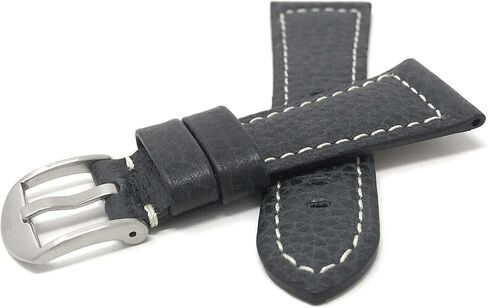 Bandini Mens Leather Watch Band Strap, Buffalo Pattern, Stainless Steel Buckle, 2 Colors (20mm, 22mm, 24mm, 26mm 28mm, 30mm, 32mm) in Saudi Arabia