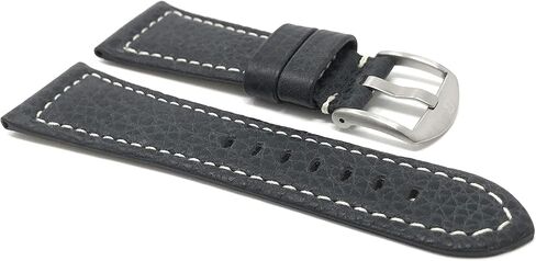 Bandini Mens Leather Watch Band Strap, Buffalo Pattern, Stainless Steel Buckle, 2 Colors (20mm, 22mm, 24mm, 26mm 28mm, 30mm, 32mm) in Saudi Arabia