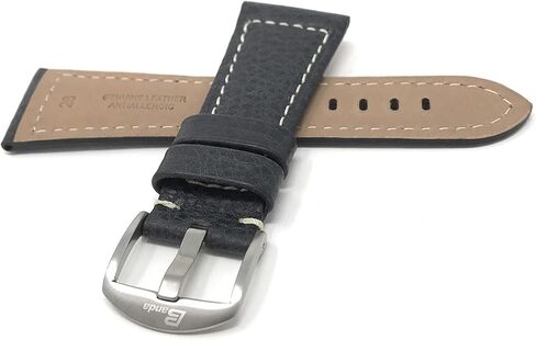 Bandini Mens Leather Watch Band Strap, Buffalo Pattern, Stainless Steel Buckle, 2 Colors (20mm, 22mm, 24mm, 26mm 28mm, 30mm, 32mm) in Saudi Arabia