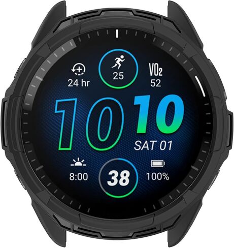 Case Compatible with Garmin Forerunner 965 Case TPU Cover Compatible with Garmin Forerunner 965 Smartwatch Accessories (Black,Green) in Kuwait