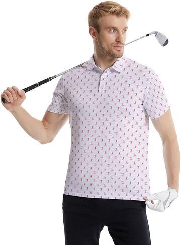Golf Polo Shirts for Men Funny Short Sleeve Polo Shirts Golf Gifts Quick Dry Moisture Wicking Mens Hawaiian Polos Shirt in Saudi Arabia