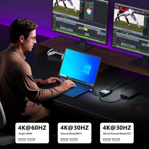 USB C إلى محول HDMI المزدوج ، (4 في 1) محول USB C Hub Multiport مع 2 HDMI ، 100W PD ، USB 3.0 ، Dual Monitor Adapter دعم الكمبيوتر المحمول USB C إلى HDMI تقسيم العرض لجهاز USB C in Kuwait