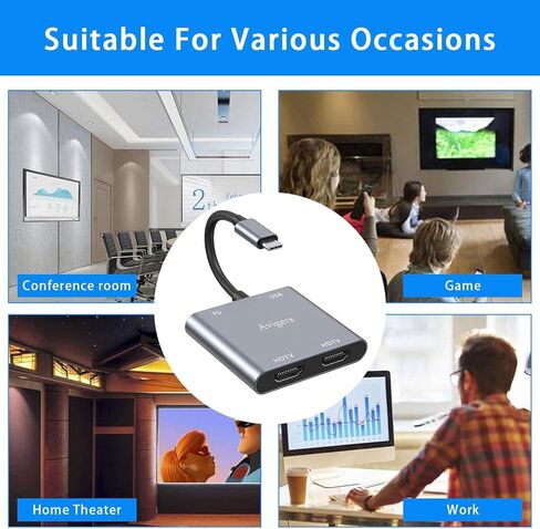 USB C إلى محول HDMI المزدوج ، (4 في 1) محول USB C Hub Multiport مع 2 HDMI ، 100W PD ، USB 3.0 ، Dual Monitor Adapter دعم الكمبيوتر المحمول USB C إلى HDMI تقسيم العرض لجهاز USB C in Kuwait