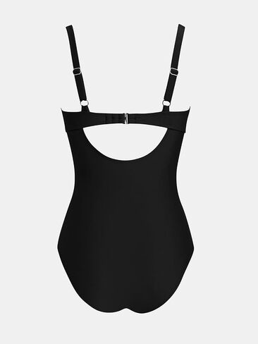 CUPSHE Women's One Piece Swimsuit Bathing Suit V Neck Back Hook Cutout Adjustable Straps Ruched Mesh in Saudi Arabia