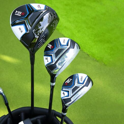 PGM Men's Complete Golf Club Sets - 11 Pieces - 2 Wood (#1,3), 1 Hybrid (#4H), 7 Irons(#5,6,7,8,9,PW,SW), 1 Putter - Golf Stand Bag, Right Handed - Ideal for Beginners in Kuwait