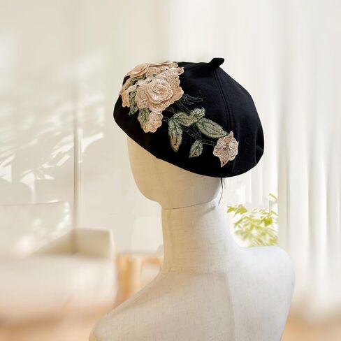النساء الأنيقة الزهرة التطريز قبعة القبعة الفرنسية الأزهار الصيفية قبعة القبعات in Kuwait