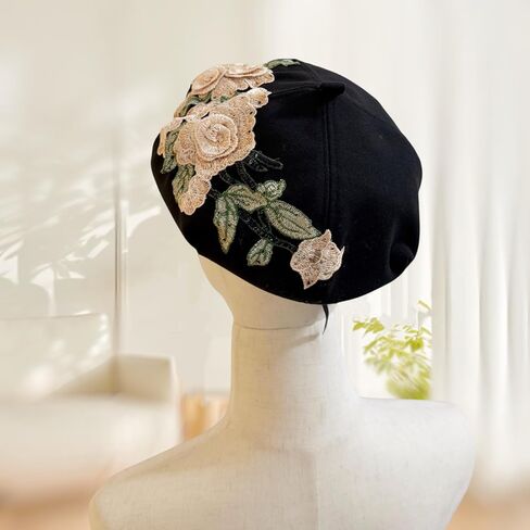 النساء الأنيقة الزهرة التطريز قبعة القبعة الفرنسية الأزهار الصيفية قبعة القبعات in Kuwait