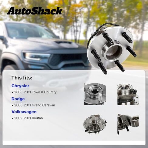 Autoshack الخلفي محور العجلة المحامل زوج من 2 سائق ومسافر من جانب الركاب للفترة 2008-2011 Chrysler Town & Country 2008-2011 Dodge Grand Caravan 2009-2011 VW Routan 3.3L 3.8L FWD 5-LUG HB612362PR in Saudi Arabia