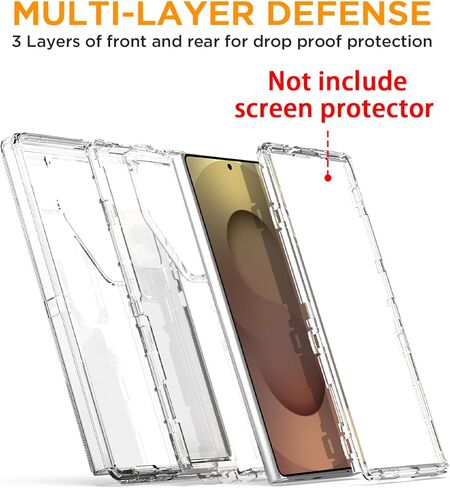 AICASE لـ Samsung Galaxy S25 Ultra Case Clear 3 في 1 حماية قطرة شديدة التحمل الكامل للجسم المقاوم للصدمات/الدليل على الغبار من 3 طبقات من الغطاء القائم على Galaxy S25 Ultra 6.9 "_1 in Kuwait