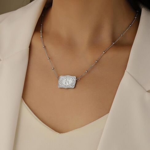 Mini Belt Buckle Initial Necklace for Women, 18K Gold/Silver Plated Initial Letter Pendant, Belt Buckle Necklace with Initial, Unique Western Jewelry Gifts for Women in Saudi Arabia