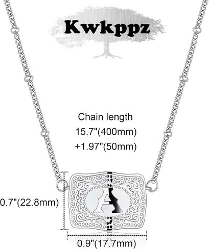 Mini Belt Buckle Initial Necklace for Women, 18K Gold/Silver Plated Initial Letter Pendant, Belt Buckle Necklace with Initial, Unique Western Jewelry Gifts for Women in Saudi Arabia