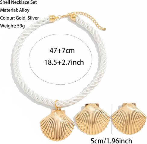 Shell Necklaces for Women Gold Seashell Earrings Set Big Seashell Jewelry Summer Beachy Necklace Beach Jewelry in Kuwait