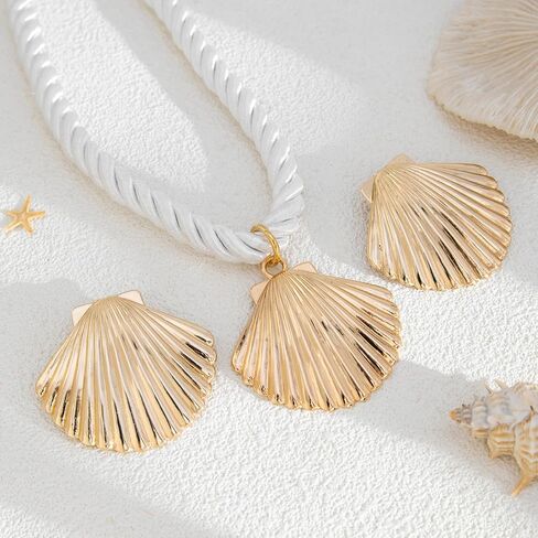 Shell Necklaces for Women Gold Seashell Earrings Set Big Seashell Jewelry Summer Beachy Necklace Beach Jewelry in Kuwait