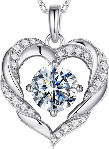 MOOSEA Moissanite Necklace for Women, 1-3 Carat D Color VVS1 Clarity Moissanite Heart Pendant Necklaces Anniversary Birthday Gifts for Wife Mom Daughter 925 Sterling Silver Necklace in Saudi Arabia