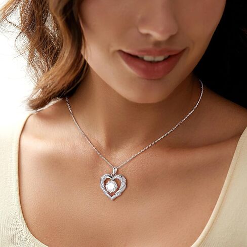 MOOSEA Moissanite Necklace for Women, 1-3 Carat D Color VVS1 Clarity Moissanite Heart Pendant Necklaces Anniversary Birthday Gifts for Wife Mom Daughter 925 Sterling Silver Necklace in Saudi Arabia
