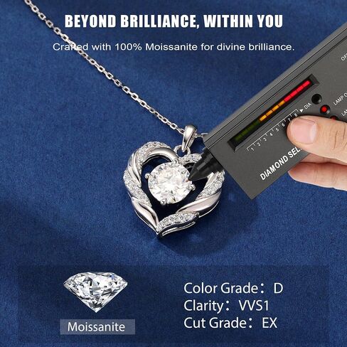 MOOSEA Moissanite Necklace for Women, 1-3 Carat D Color VVS1 Clarity Moissanite Heart Pendant Necklaces Anniversary Birthday Gifts for Wife Mom Daughter 925 Sterling Silver Necklace in Saudi Arabia