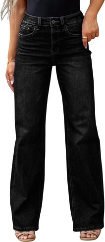 Women's High Waisted Wide Leg Jeans Stretchy Straight Leg Bootcut Denim Pants 2025 Trendy in Saudi Arabia