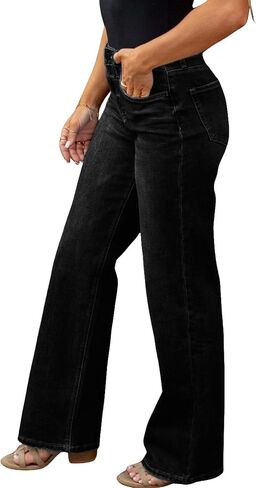 Women's High Waisted Wide Leg Jeans Stretchy Straight Leg Bootcut Denim Pants 2025 Trendy in Saudi Arabia