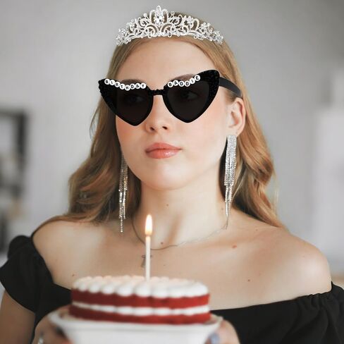 3pcs عيد ميلاد Baddie Sash و Crystal Crown والنظارات الشمسية مضحكة باددي ملحقات حفلة عيد ميلاد in Kuwait