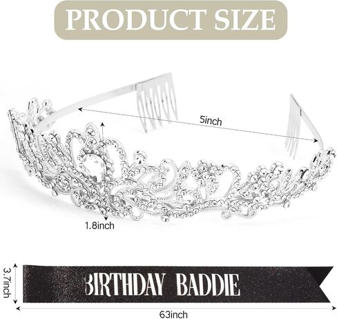 3pcs عيد ميلاد Baddie Sash و Crystal Crown والنظارات الشمسية مضحكة باددي ملحقات حفلة عيد ميلاد in Kuwait
