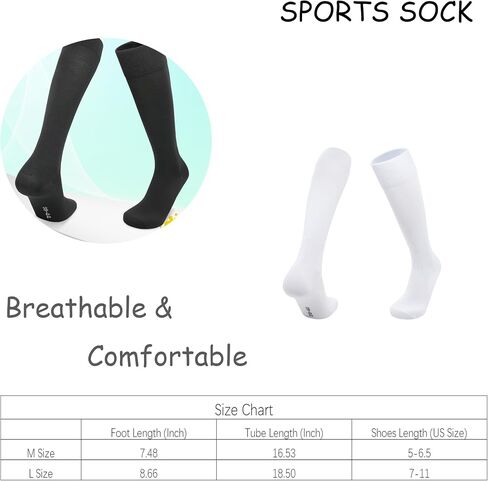 Soccer Socks for Men & Women White Knee High Football & Softball Sports Wicking Non-Slip Athletic Long Socks (1 Pair) in Saudi Arabia