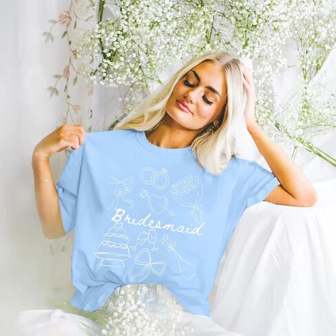 Bride Shirt Women Engaged Bridal Shower Tee Oversized Bride Squad Bridesmaid T-Shirt Bachelorette Wedding Party Tops in Saudi Arabia